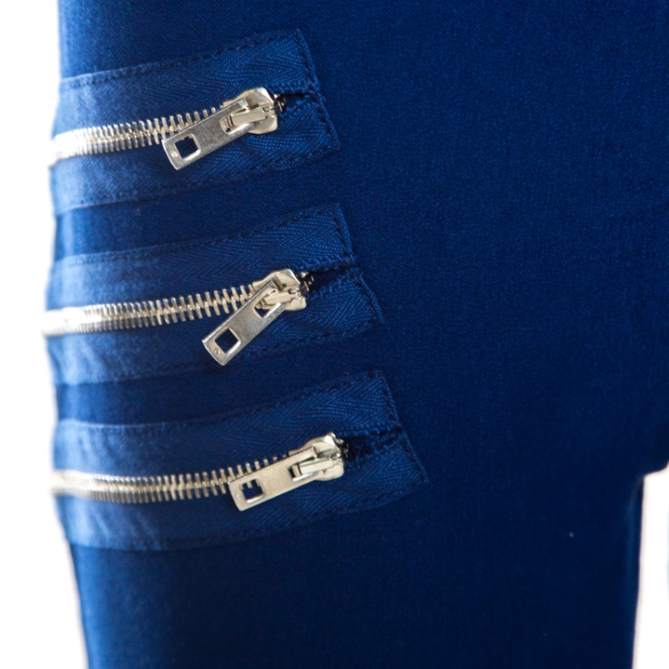 Pre Owned Joseph Indigo Zip Detail Diamond Gabradine Stretch Jeggings M