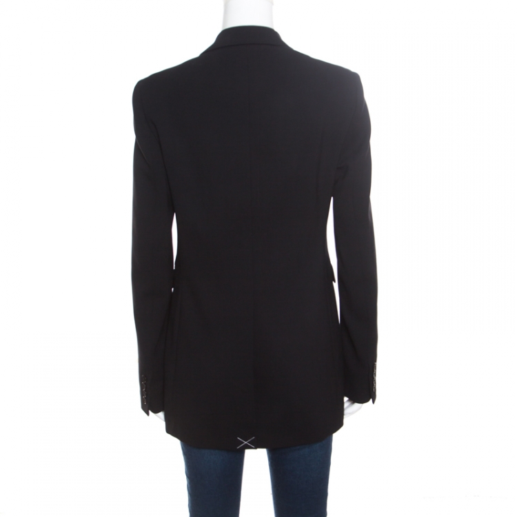 Pre Owned Joseph Black Stretch Wool Single Button Laurent Blazer M