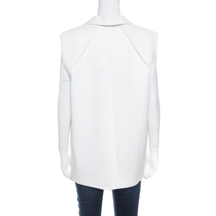 Pre Owned Joseph Off White Heavy Cotton and Linen Sleeveless Irving Blazer M