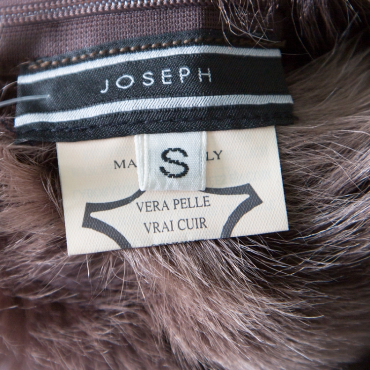 Pre Owned Joseph Brown Fur Lined Leather Vest S