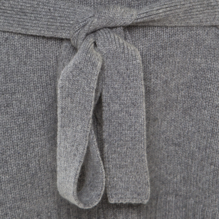 Pre Owned Joseph Grey Cashmere Luxe Roll Neck Belted Top L