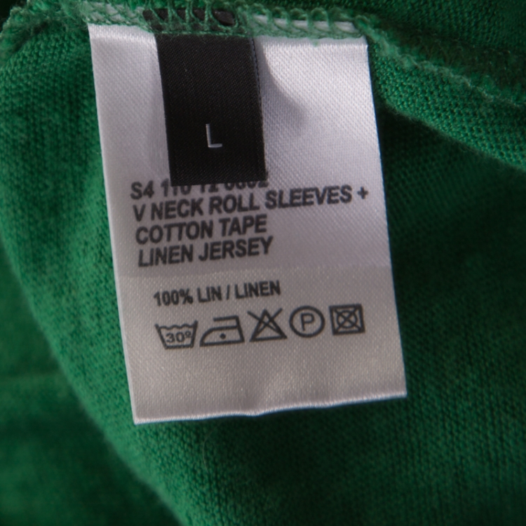 Pre Owned Joseph Green Linen V-Neck Belted Top L