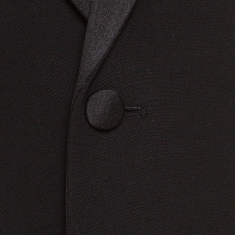 Pre Owned Joseph Black Wool Satin Lapel One Button Phillipe Couture Blazer L