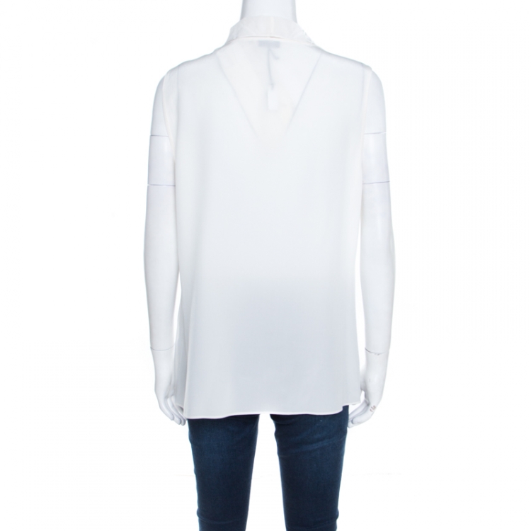 Pre Owned Joseph Off White Silk Cowl Neck Sleeveless Milton Blouse M