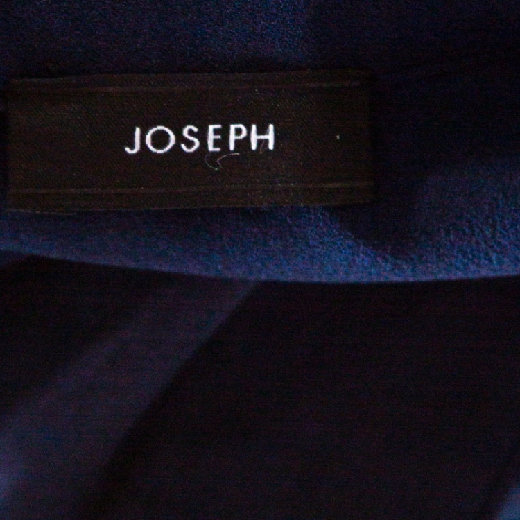 Pre Owned Joseph Marine Blue Sheer Ramie Voile Georgette Heather Tunic Blouse M
