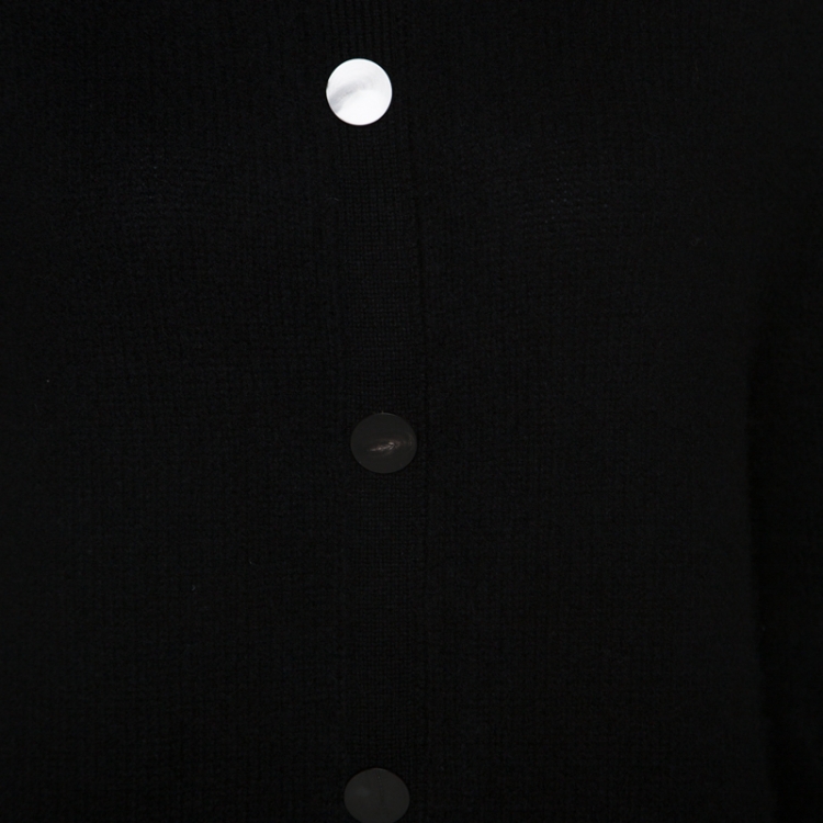 Pre Owned Joseph Black Cashmere Button Detail V-Neck Cardigan S