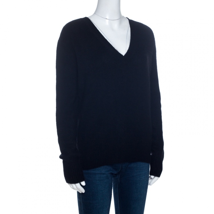 Pre Owned Joseph Black Cashmere Button Detail V-Neck Cardigan S
