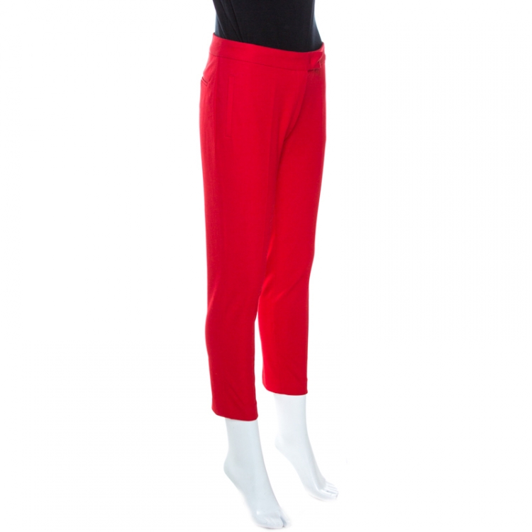 Pre Owned Joseph Red Stretch Gabardine New Queen Fit Cropped Pants S