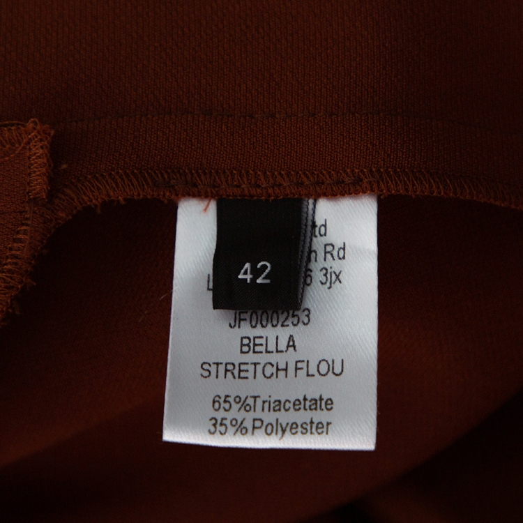 Pre Owned Joseph Rust Brown Sleeveless Stretch Flou Bella Shift Dress L
