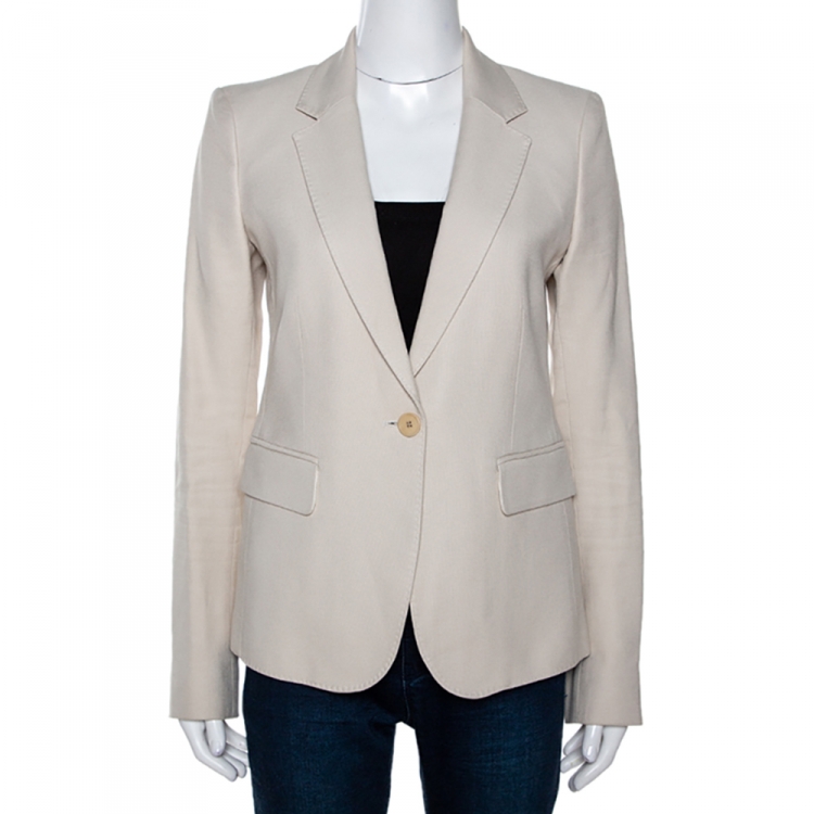 Pre Owned Joseph Beige Viscose Cotton Natte Watch Blazer M
