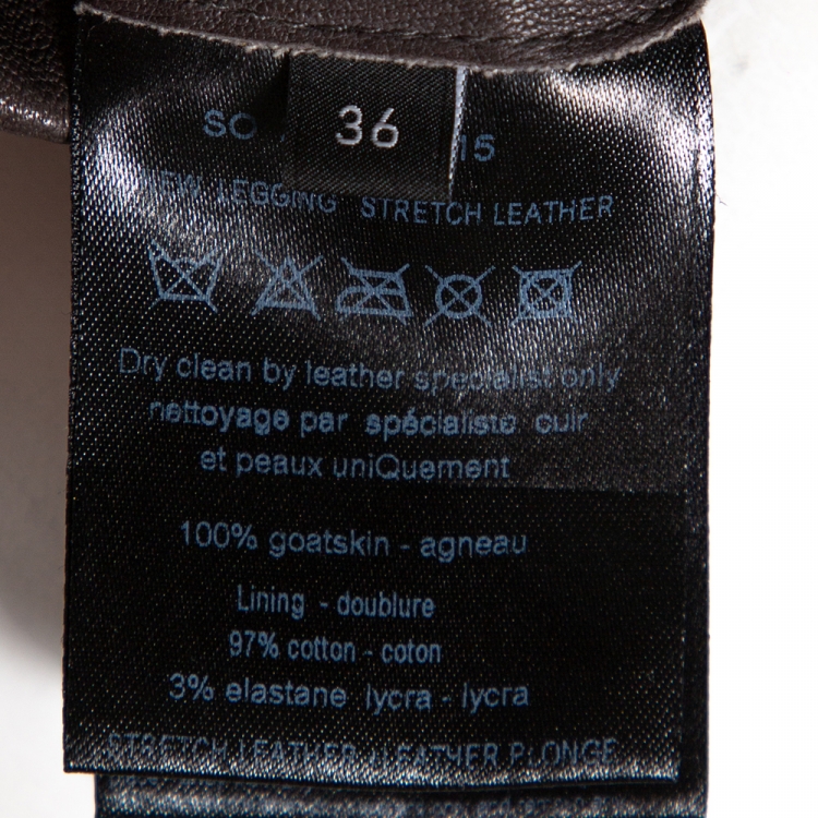 Pre Owned Joseph Grey Stretch Leather New Leggings S
