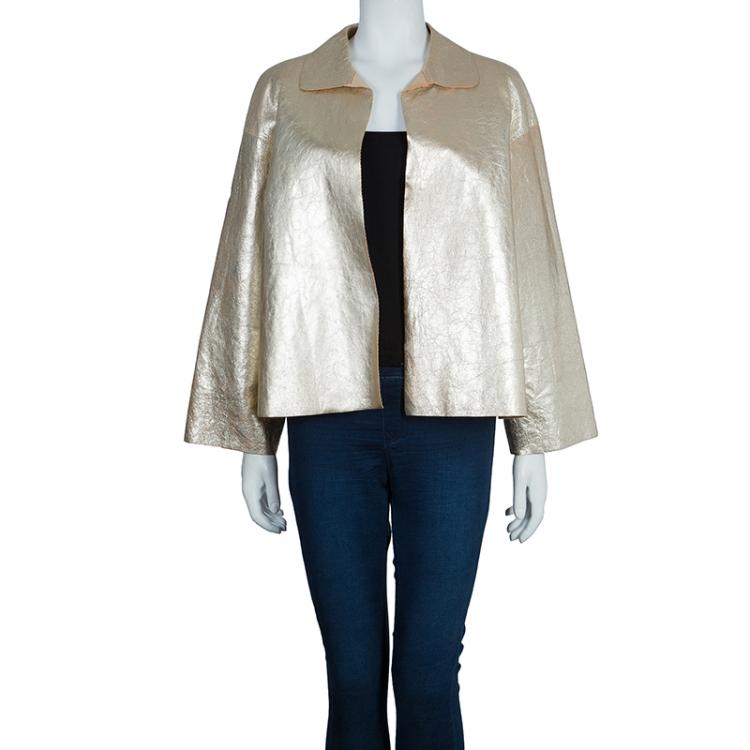 Pre Owned Joseph Gold Metallic Lambskin Jacket L