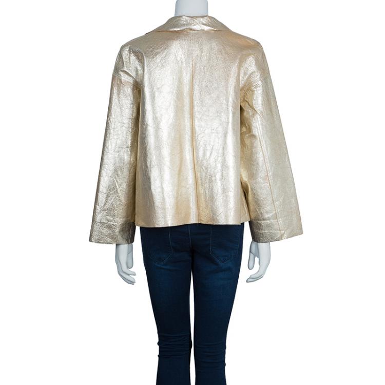 Pre Owned Joseph Gold Metallic Lambskin Jacket L