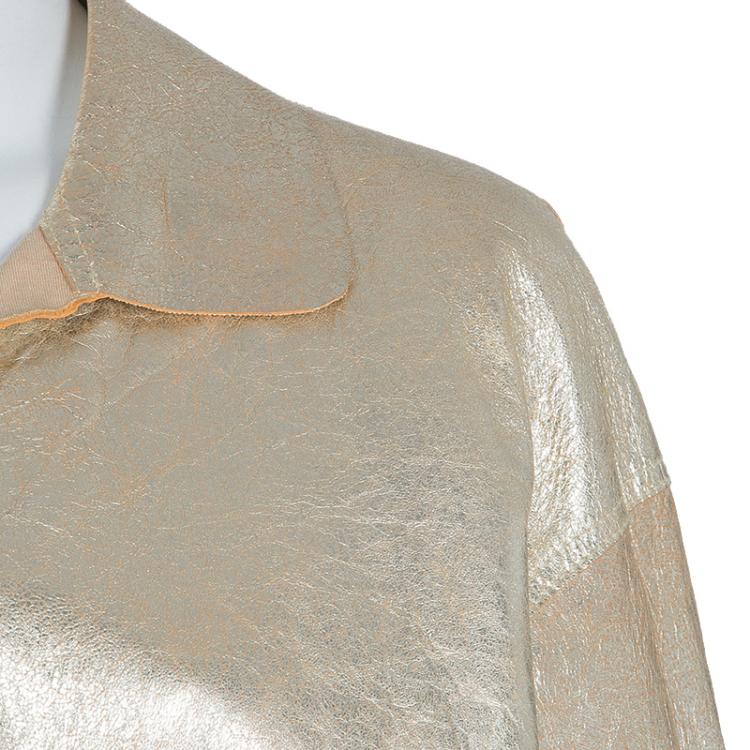 Pre Owned Joseph Gold Metallic Lambskin Jacket L