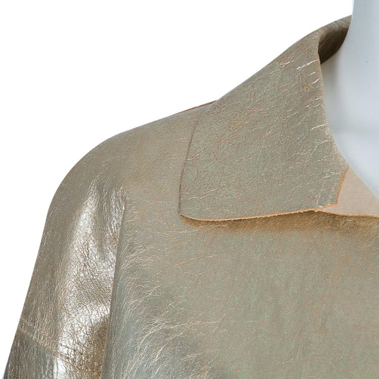 Pre Owned Joseph Gold Metallic Lambskin Jacket L