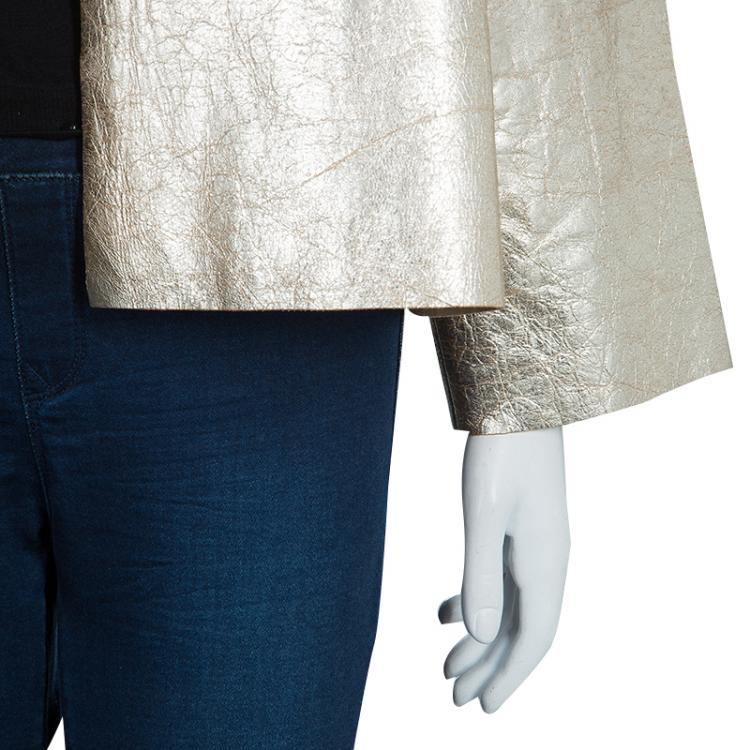Pre Owned Joseph Gold Metallic Lambskin Jacket L
