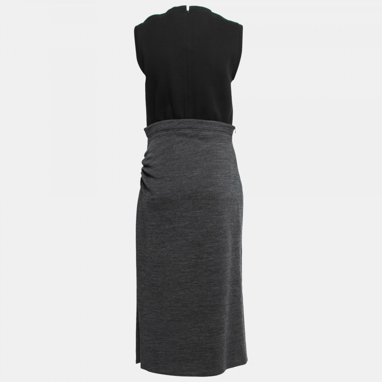 Pre Owned Joseph Black/Grey Double Jersey Ellis Sleeveless Maxi Dress M 