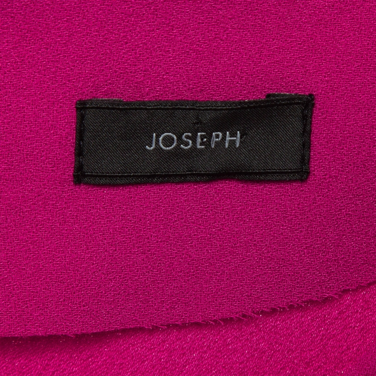 Pre Owned Joseph Pink Raw Edge Stretch Crepe Ruffled Detail Midi Dress M    