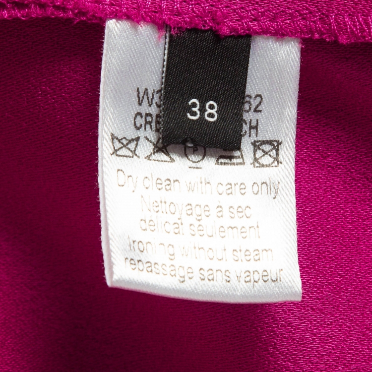 Pre Owned Joseph Pink Raw Edge Stretch Crepe Ruffled Detail Midi Dress M    