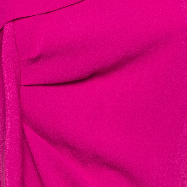 Pre Owned Joseph Pink Raw Edge Stretch Crepe Ruffled Detail Midi Dress M    