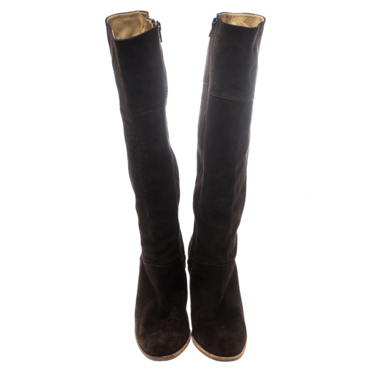 Pre Owned  Joseph Brown Suede Knee High Boots Size 39
