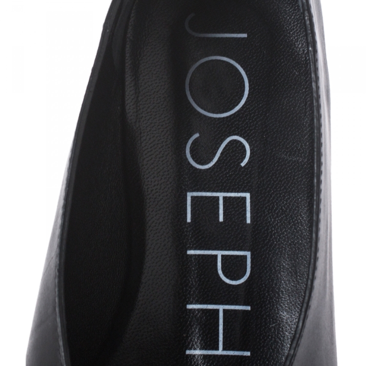 Pre Owned Joseph Black Leather Thai Ballet Flats Size 38