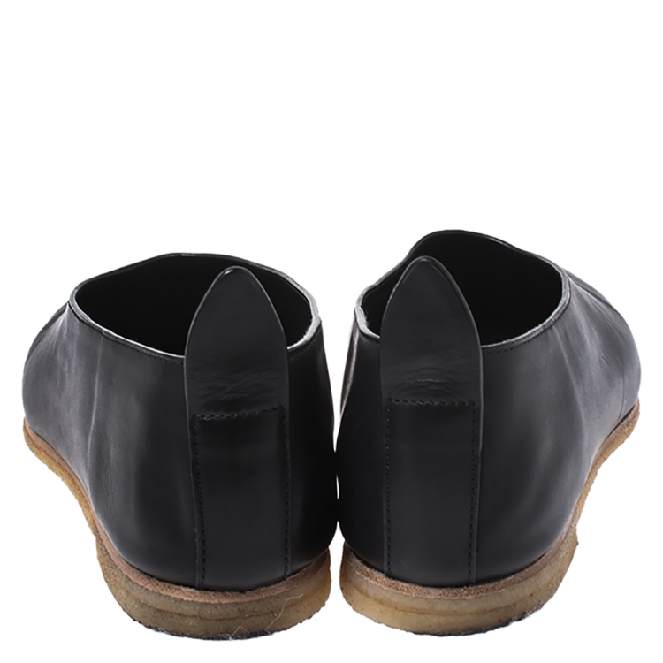 Pre Owned Joseph Black Leather Thai Ballet Flats Size 38