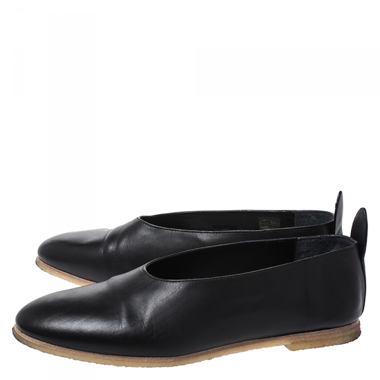 Pre Owned Joseph Black Leather Thai Ballet Flats Size 38