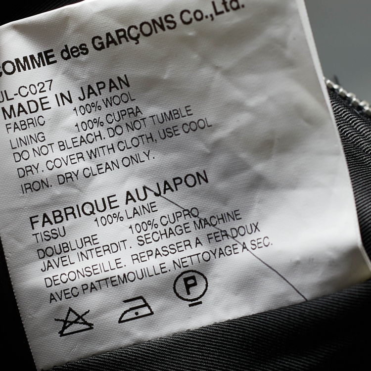 Pre Owned Junya Watanabe Comme des Garcons Black Wool Zip Detail Coat M