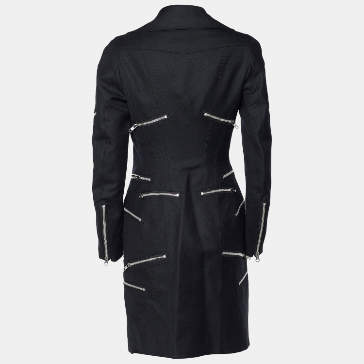 Pre Owned Junya Watanabe Comme des Garcons Black Wool Zip Detail Coat M