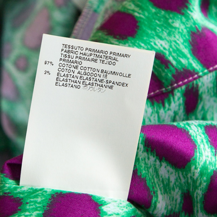 Pre Owned Just Cavalli Green and Pink Leopard Printed Cotton Tiered Dress S