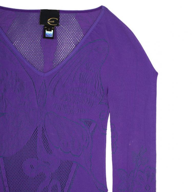 Pre Owned Just Cavalli Purple Perforated Top XXS