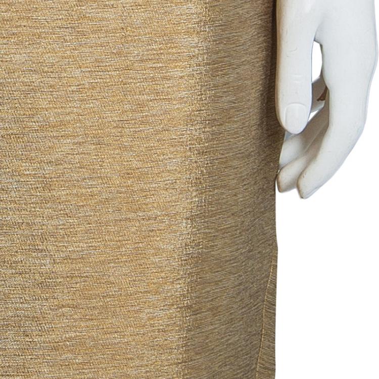 Pre Owned Just Cavalli Textured Gold Hourglass Back Panel Detail Skirt L