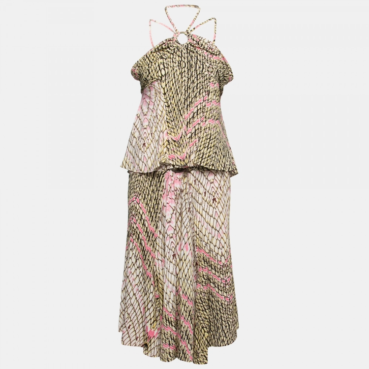 Pre Owned Just Cavalli Multicolor Animal Print Skirt Set M