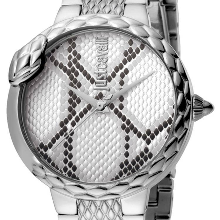 Pre Owned Just Cavalli Silver Stainless Steel JC1L030M0055 Women's Wristwatch 34MM