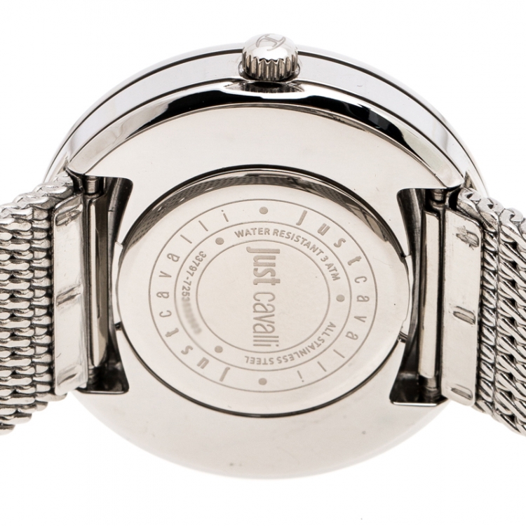 Pre Owned Just Cavalli Silver Stainless Steel 7253532503 Women's Wristwatch 34 mm