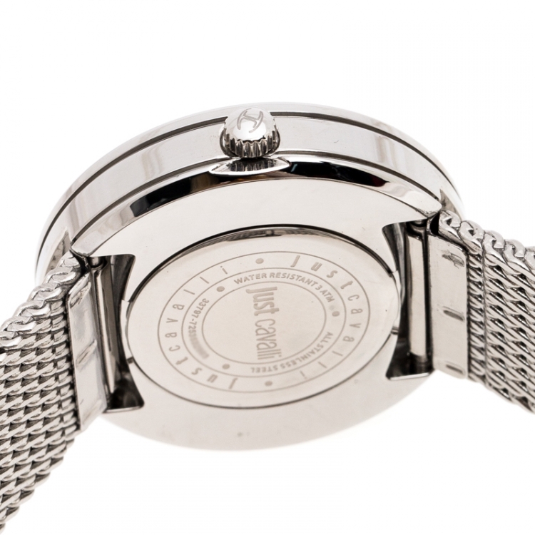 Pre Owned Just Cavalli Silver Stainless Steel 7253532503 Women's Wristwatch 34 mm