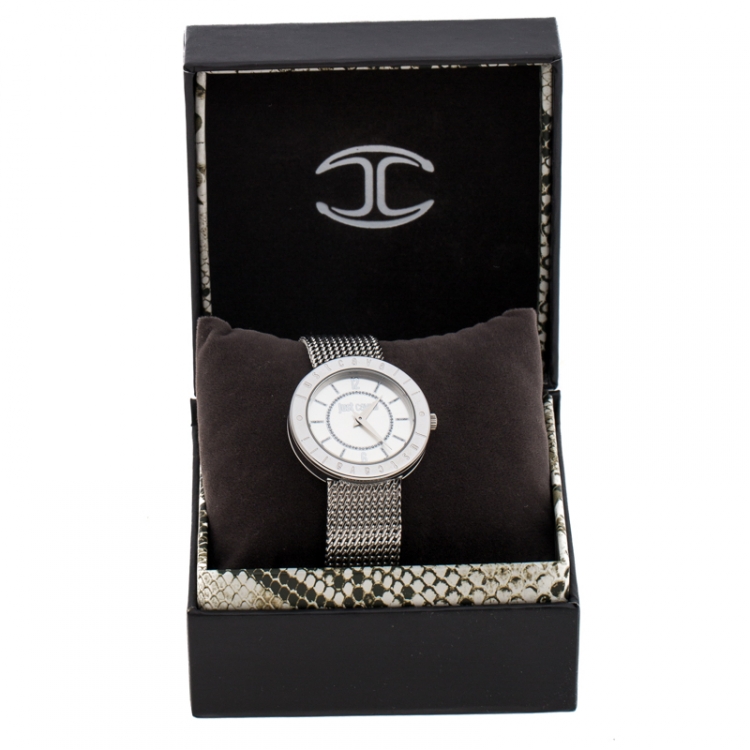 Pre Owned Just Cavalli Silver Stainless Steel 7253532503 Women's Wristwatch 34 mm
