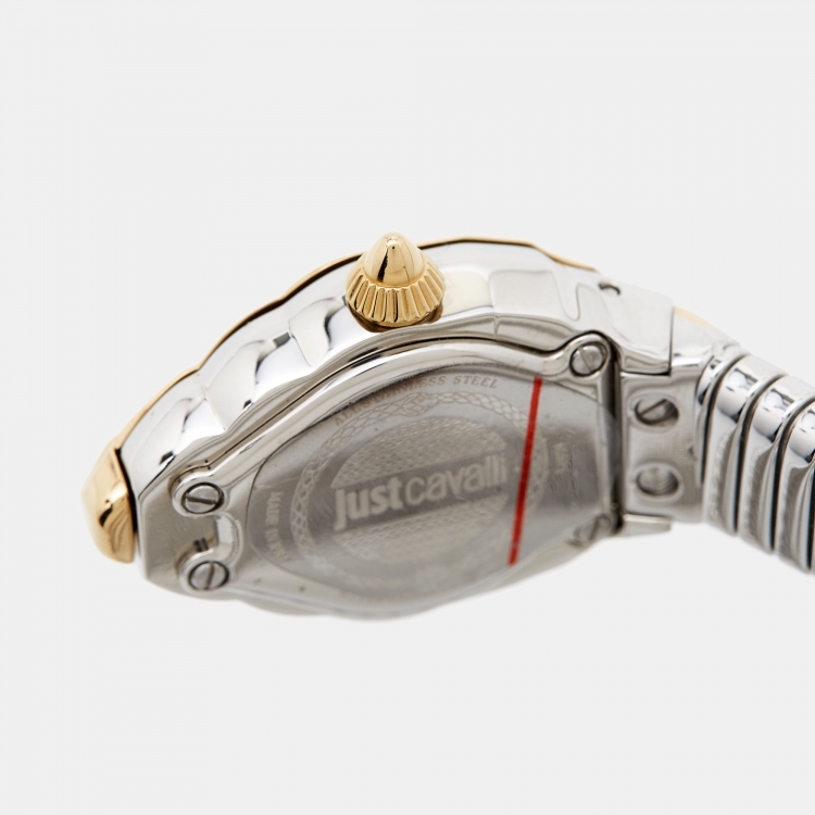 Pre Owned Just Cavalli Silver Two-Tone Stainless Steel Glam Chic JC1L073M0045 Women's Wristwatch 22 mm