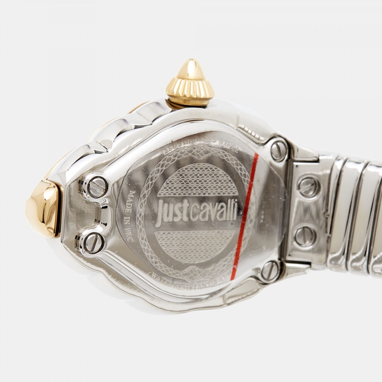Pre Owned Just Cavalli Silver Two-Tone Stainless Steel Glam Chic JC1L073M0045 Women's Wristwatch 22 mm