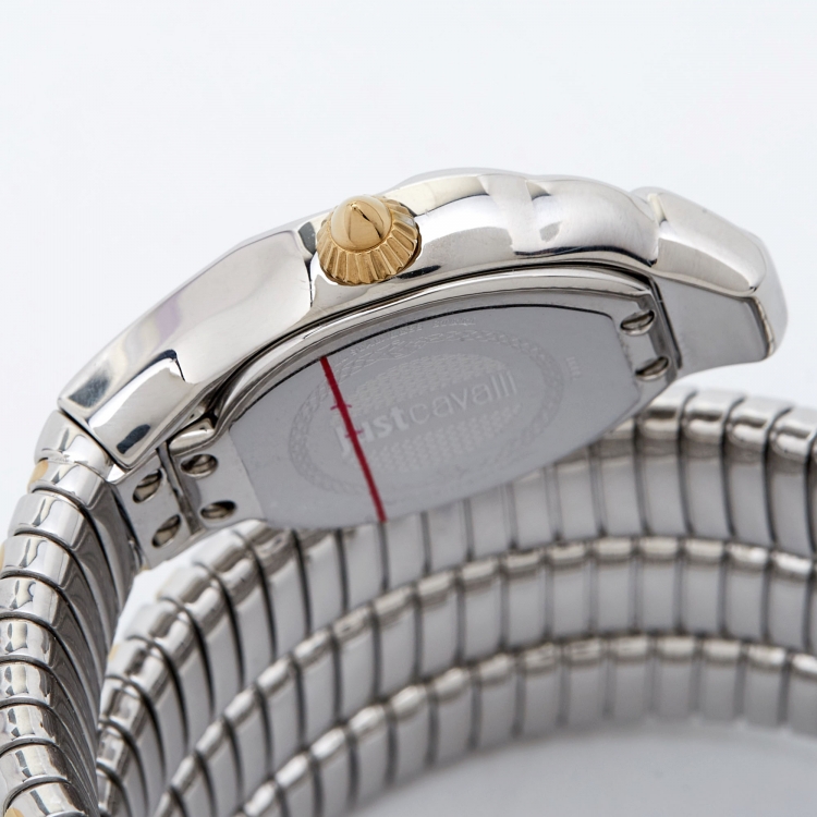 Pre Owned Just Cavalli Silver Two Tone Stainless Steel Glam Chic JC1L115M0045 Women's Wristwatch 22 mm