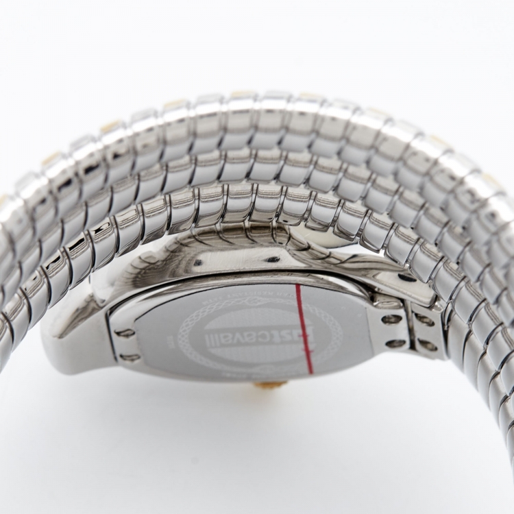 Pre Owned Just Cavalli Silver Two Tone Stainless Steel Glam Chic JC1L115M0045 Women's Wristwatch 22 mm