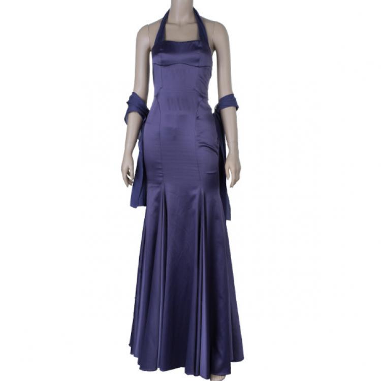 Pre Owned Just Cavalli Satin Purple Gown S