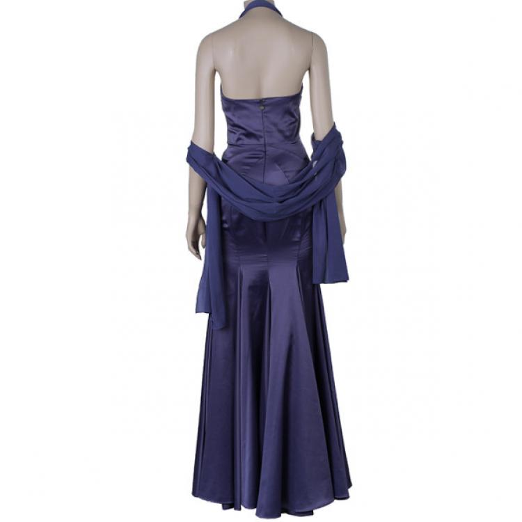 Pre Owned Just Cavalli Satin Purple Gown S