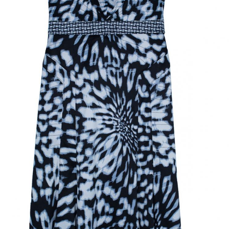 Pre Owned Just Cavalli Abstract Print Halterneck Evening Gown S