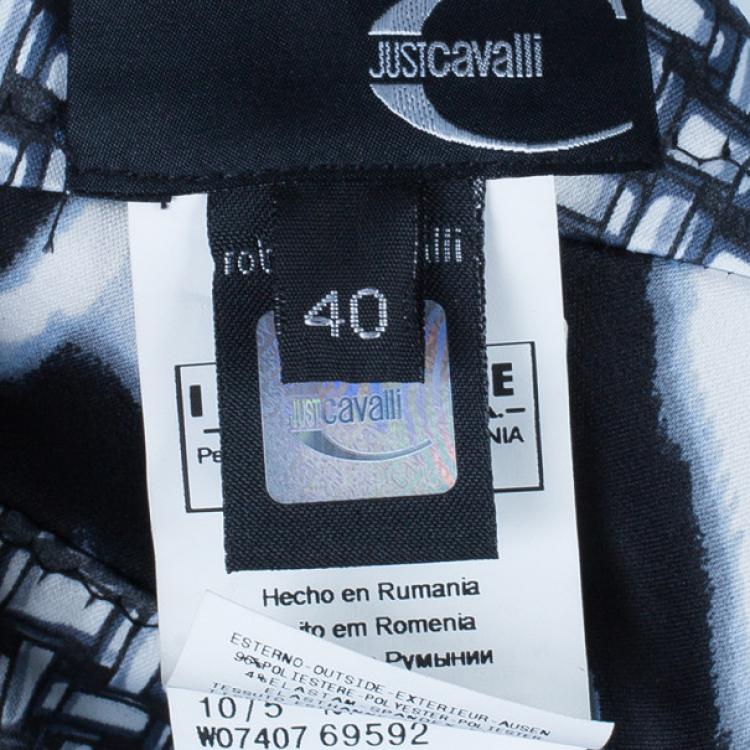 Pre Owned Just Cavalli Abstract Print Halterneck Evening Gown S