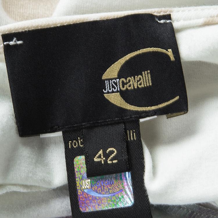 مملوكة مسبقًا Just Cavalli Floral Watercolor Printed Ruched Detail V-Neck Dress M