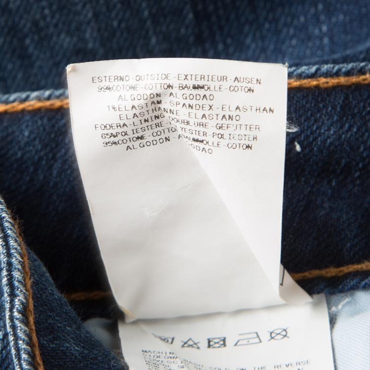 مملوكة مسبقًا Just Cavalli Indigo Dark Wash Denim Embellished Pocket Detail Straight Fit Jeans M