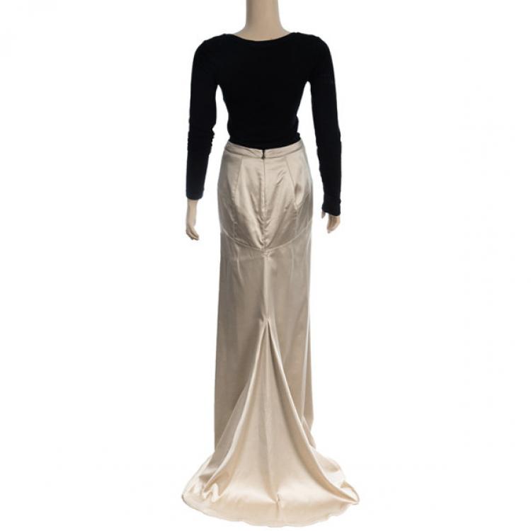 Pre Owned Just Cavalli Fishtail Satin Maxi Skirt M