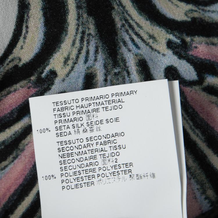 Pre Owned Just Cavalli Multicolour Printed Silk Neck Tie Detail Long Sleeve Blouse M